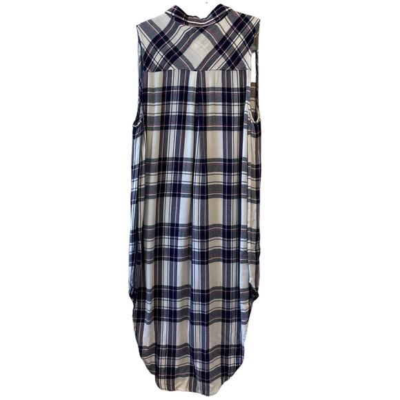 RAILS Jordyn Plaid Tunic Sleeveless Button Up Flannel Top Womens Size L High Low - Picture 2 of 10